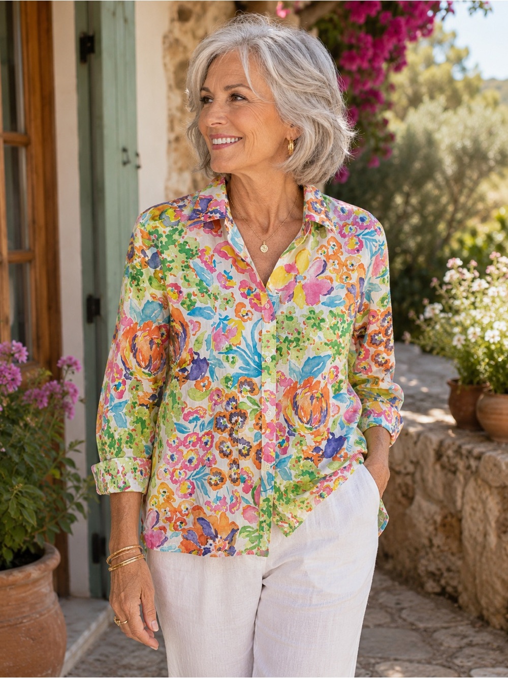 Lauren Ralph Lauren Multicolor Floral Button-Front Shirt